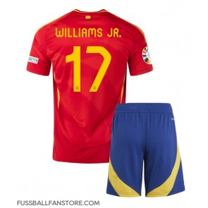 Spanien Nico Williams #17 Replik Heimtrikot Kinder EM 2024 Kurzarm (+ Kurze Hosen)